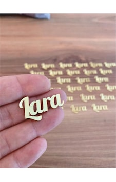 Pleksi Isim Etiket 4cm Isimli Gold Gümüş - 25 Adet Altın