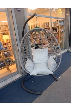 Flash Tek Kişilik Rattan Salincak Gri