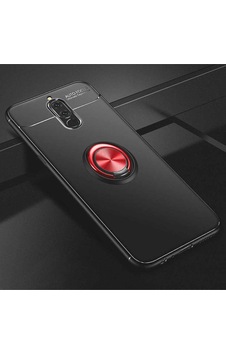 Huawei Mate 10 Lite Kılıf Zore Ravel Silikon Kapak Siyah-Kırmızı