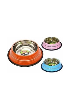 Flip Renkli Şeritli Çelik Kedi Ve Köpek Mama Kabı Kırmızı 710ml Flip Renkli Şeritli Çelik Kedi Ve Köpek Mama Kabı Kırmızı 710ml
