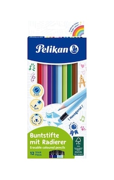 Silgili Kuru Boya Kalemi 12'li Set İle Temiz Ve Renkli Çizim 124-Pembe Silgili Kuru Boya Kalemi 12'li Set İle Temiz Ve Renkli Çizim 124-Pembe