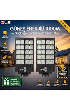 2'li Paket Dls 1000w Güneş Enerjili Solar Sokak Lambası Hareket Sensörlü Led Bahçe Aydınlatması 2'li Paket Dls 1000w Güneş Enerjili Solar Sokak Lambası Hareket Sensörlü Led Bahçe Aydınlatması