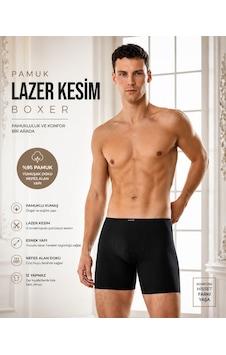 Berrak Erkek Pamuklu Lazer Kesim Boxer İz Yapmaz, Nefes Alan Premium Konfor Siyah Berrak Erkek Pamuklu Lazer Kesim Boxer İz Yapmaz, Nefes Alan Premium Konfor Siyah