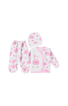Furkanbaby Pembe 3 Lü Kendinden Eldivenli Takım Seti Pembe Furkanbaby Pembe 3 Lü Kendinden Eldivenli Takım Seti Pembe