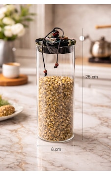 Makri Home 1000 Ml Borosilikat Cam Hava Geçirmez Siyah Kumaş Kaplama Bambu Kapaklı Kavanoz,çap:8 Cm, H:25 Cm Siyah Makri Home 1000 Ml Borosilikat Cam Hava Geçirmez Siyah Kumaş Kaplama Bambu Kapaklı Kavanoz,çap:8 Cm, H:25 Cm Siyah