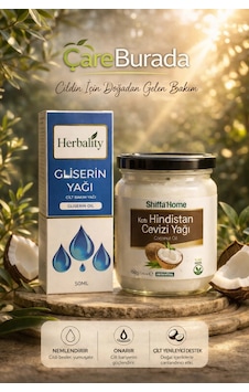 Çareburada Gliserin Yağı 50 Ml. & Hindistan Cevizi Yağı 150 Gr. Nem Destekleyici Bakım Seti