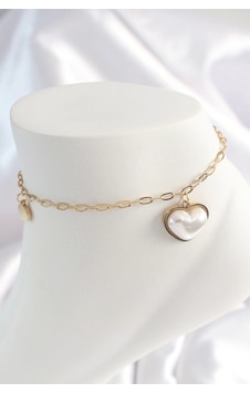 Ceylan Adam 316l Çelik Gold Renk Zincir Model 3d İnci Kalp Model Kadın Halhal Çok Renkli Ceylan Adam 316l Çelik Gold Renk Zincir Model 3d İnci Kalp Model Kadın Halhal Çok Renkli