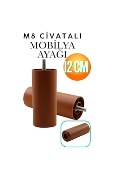 Mobilya, Kanepe, Koltuk Ve Baza Yükseltici M8 Civatalı Destek Ayağı Kahve, 12 Cm 12 Santim Mobilya Ayağı Kahverengi Ayak Kahverengi Kahverengi