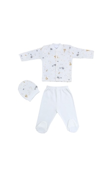 Sebi Bebe Fil Zürafa Pijama Takımı 9193 Ekru Sebi Bebe Fil Zürafa Pijama Takımı 9193 Ekru