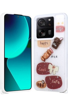 Xiaomi Mi 13t Pro Kılıf Parlayan Simli Kabartma Figürlü Zore Cevze Kapak Beyaz Xiaomi Mi 13t Pro Kılıf Parlayan Simli Kabartma Figürlü Zore Cevze Kapak Beyaz