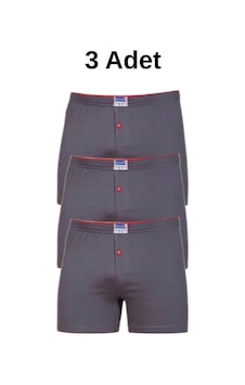 Berrak Erkek Penye Pamuklu Düğmeli Boxer 1099 3 Lü Abani Classic Füme