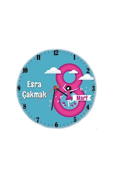 8 Mart Dünya Kadınlar Günü Hediyesi Isimli Cam Duvar Saati 8 Mart Dünya Kadınlar Günü Hediyesi Isimli Cam Duvar Saati