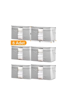 Serstil 6 Adet - Pencereli Yastık Yorgan Hurcu 75 X 40 X 40 Cm - Gri Benekli Gb-6y Serstil 6 Adet - Pencereli Yastık Yorgan Hurcu 75 X 40 X 40 Cm - Gri Benekli Gb-6y