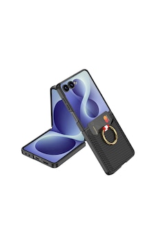 Galaxy Uyumlu Z Flip 8 Kılıf Kıpta Yüzüklü Kartlıklı Kılıf Siyah Karbon Galaxy Uyumlu Z Flip 8 Kılıf Kıpta Yüzüklü Kartlıklı Kılıf Siyah Karbon
