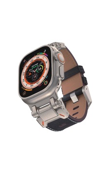 Apple Uyumlu Watch 7 45mm Zore Krd-114 Metal Başlıklı Suni Deri Kordon Apple Uyumlu Watch 7 45mm Zore Krd-114 Metal Başlıklı Suni Deri Kordon
