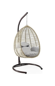 Berahmrkt Berah Mrkt Tek Kişilik Rattan Salıncak Gri Krem