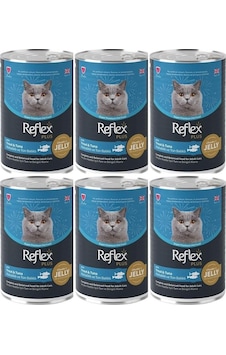 Reflex Plus Jöle İçinde Et Parçacıklı Alabalıklı Ve Ton Balıklı Yetişkin Kedi Konservesi 400 Gr 6 Adet