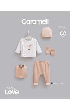 Caramell Moving Car 5'li Hastane Çıkışı Zıbın Seti Kahve renkli Caramell Moving Car 5'li Hastane Çıkışı Zıbın Seti Kahve renkli