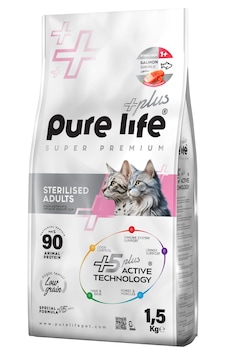 Purelife Plus Somonlu Kısırlaştırılmış Yetişkin Kedi Maması 1500 G Purelife Plus Somonlu Kısırlaştırılmış Yetişkin Kedi Maması 1500 G