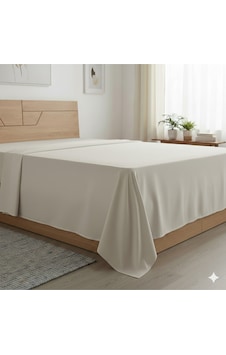 Battal Boy Düz Çarşaf Pamuklu Kumaş Lastiksiz Çarşaf 240x260 Sütlü Kahve