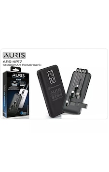 Auris Kp17 10.000 Mah Kablolu Standlı Powerbank Siyah Auris Kp17 10.000 Mah Kablolu Standlı Powerbank Siyah