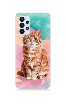 Samsung Galaxy A33 Uyumlu Renkli Kedi Desenli Silikon Kılıf