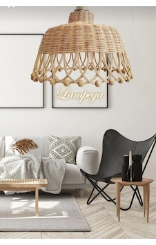 Lampega Rattan Bambu Hasır Avize Açık Kahverengi Lampega Rattan Bambu Hasır Avize Açık Kahverengi