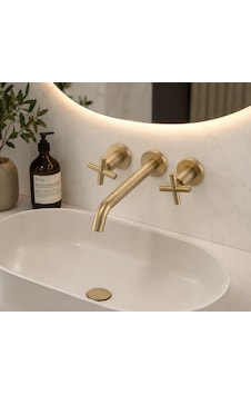 Mat Gold Ankastre Banyo Lavabo Bataryası Duvara Monte Mat Gold Ankastre Banyo Lavabo Bataryası Duvara Monte