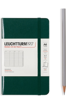 Leuchtturm1917 Adres Defteri, Sert Kapak, 100 Gr. Kağıt, Orman Yeşili Kapak, A6 Leuchtturm1917 Adres Defteri, Sert Kapak, 100 Gr. Kağıt, Orman Yeşili Kapak, A6