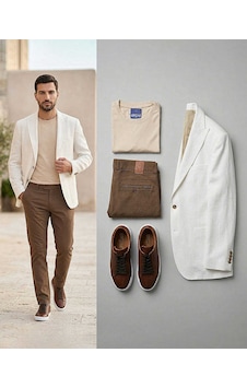 Bys Beystil Sivri Yaka Açık Bej Kırçıllı Ceket Garcia - Slim Fit Bys Beystil Sivri Yaka Açık Bej Kırçıllı Ceket Garcia - Slim Fit