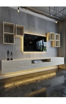 Resital Duvara Monte Ledli 270 Cm Tv Ünitesi Duvar Raflı - Ll6031 Traverten Resital Duvara Monte Ledli 270 Cm Tv Ünitesi Duvar Raflı - Ll6031 Traverten