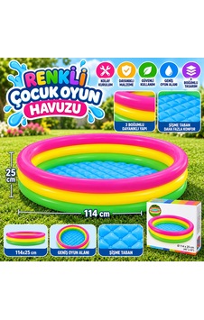 Buradabulabilirsin 114x25 3 Boğumlu Renkli Altı Şişme Çocuk Oyun Havuzu Bbz