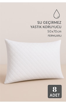 Marla Home Sıvı Geçirmez Yastık Koruyucu Fermuarlı - 50x70 Cm Sessiz Ve Terletmeyen Pamuk Kumaş 8'li Beyaz Marla Home Sıvı Geçirmez Yastık Koruyucu Fermuarlı - 50x70 Cm Sessiz Ve Terletmeyen Pamuk Kumaş 8'li Beyaz