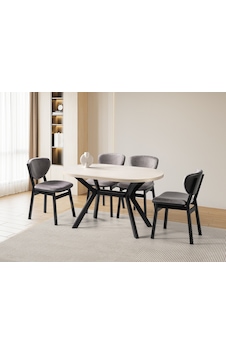 Star Lion Mutfak Masa Sandalye Takımı 82x138 Krem Star Lion Mutfak Masa Sandalye Takımı 82x138 Krem