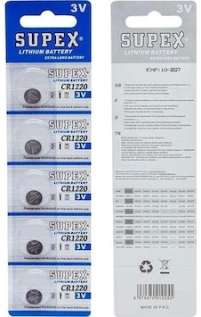 Supex Cr1220 3 Volt 5'li Blister Lityum Pil
