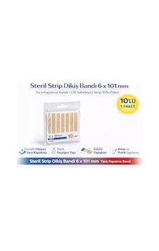 Steril Strip Dikiş Bandı 6 X 101 Mm Yara Kapatma Bandı Cilt Sabitleyici Strip 10 Lu 1 Paket Steril Strip Dikiş Bandı 6 X 101 Mm Yara Kapatma Bandı Cilt Sabitleyici Strip 10 Lu 1 Paket