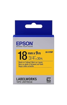 Epson Lk-5Ybp Pastel Sarı Üzeri Siyah 18MM 9 Metre Etiket Epson Lk-5Ybp Pastel Sarı Üzeri Siyah 18MM 9 Metre Etiket