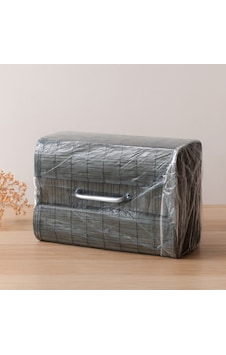 Bambu Kirli Çamaşır Sepeti 35x50 Cm - Yuvarlak Kapaklı Gri Açık Ahşap