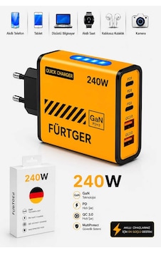 Fürtger German Frt-20w S 3 Type-c + 2 Usb-a Toplam 5 Çıkışlı + 20w Şarj Aleti Fürtger German Frt-20w S 3 Type-c + 2 Usb-a Toplam 5 Çıkışlı + 20w Şarj Aleti