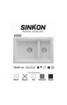 Sinkon Beyaz Granit Eviye 70 x 46 / 1.5 Göz - Sg80 - Sinkon Sinkon Beyaz Granit Eviye 70 x 46 / 1.5 Göz - Sg80 - Sinkon