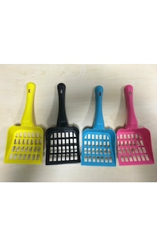 Dikdörtgen Delikli Kedi Kumu Küreği 24 CM Çok Renkli