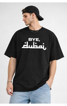 Yolo Street Unisex Oversize Siyah Tişört Bye Dubai Baskılı, 250 Gsm %100 Pamuk, Minimal Streetwear Siyah1 Yolo Street Unisex Oversize Siyah Tişört Bye Dubai Baskılı, 250 Gsm %100 Pamuk, Minimal Streetwear Siyah1