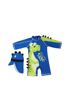 Petityu Güneş Korumalı Mavi Neon Yeşil Dinazor Erkek Çocuk Leonardo Party Şapka Mayo Set Petityu Güneş Korumalı Mavi Neon Yeşil Dinazor Erkek Çocuk Leonardo Party Şapka Mayo Set