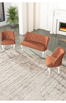 Vinda Çay Seti Koltuk Takımı Salon Balkon Takımı - 2+1+1 Hardal Vinda Çay Seti Koltuk Takımı Salon Balkon Takımı - 2+1+1 Hardal