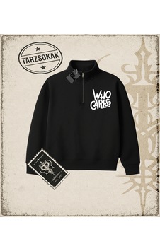Tarzsokak Gotik & Grunge Streetwear Who Cares Yarım Fermuarlı Sweatshirt Siyah Tarzsokak Gotik & Grunge Streetwear Who Cares Yarım Fermuarlı Sweatshirt Siyah