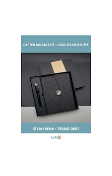 Şık Termo Deri Promosyon Defter Kalem Seti Siyah Renk Çok Renkli Şık Termo Deri Promosyon Defter Kalem Seti Siyah Renk Çok Renkli