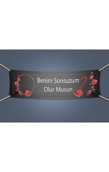 Benimle Evlenir Misin Branda Afiş 75x200 Cm Evlilik Afiş Pankart