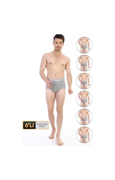 Çift Kaplan Erkek Ribana Klasik Gri Melanj Slip 860 6'lı Ekonomik Paket Gri Çift Kaplan Erkek Ribana Klasik Gri Melanj Slip 860 6'lı Ekonomik Paket Gri