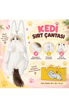 NessiWorld Büyük Kedi Sırt Çantası Beyaz Kahverengi NessiWorld Büyük Kedi Sırt Çantası Beyaz Kahverengi