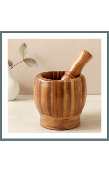 Ventra Ahşap Bambu Havan Sarımsak Dövecek 8 Cm Ventra